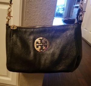 Tory Burch Pebbled Black Leather Crossbody
